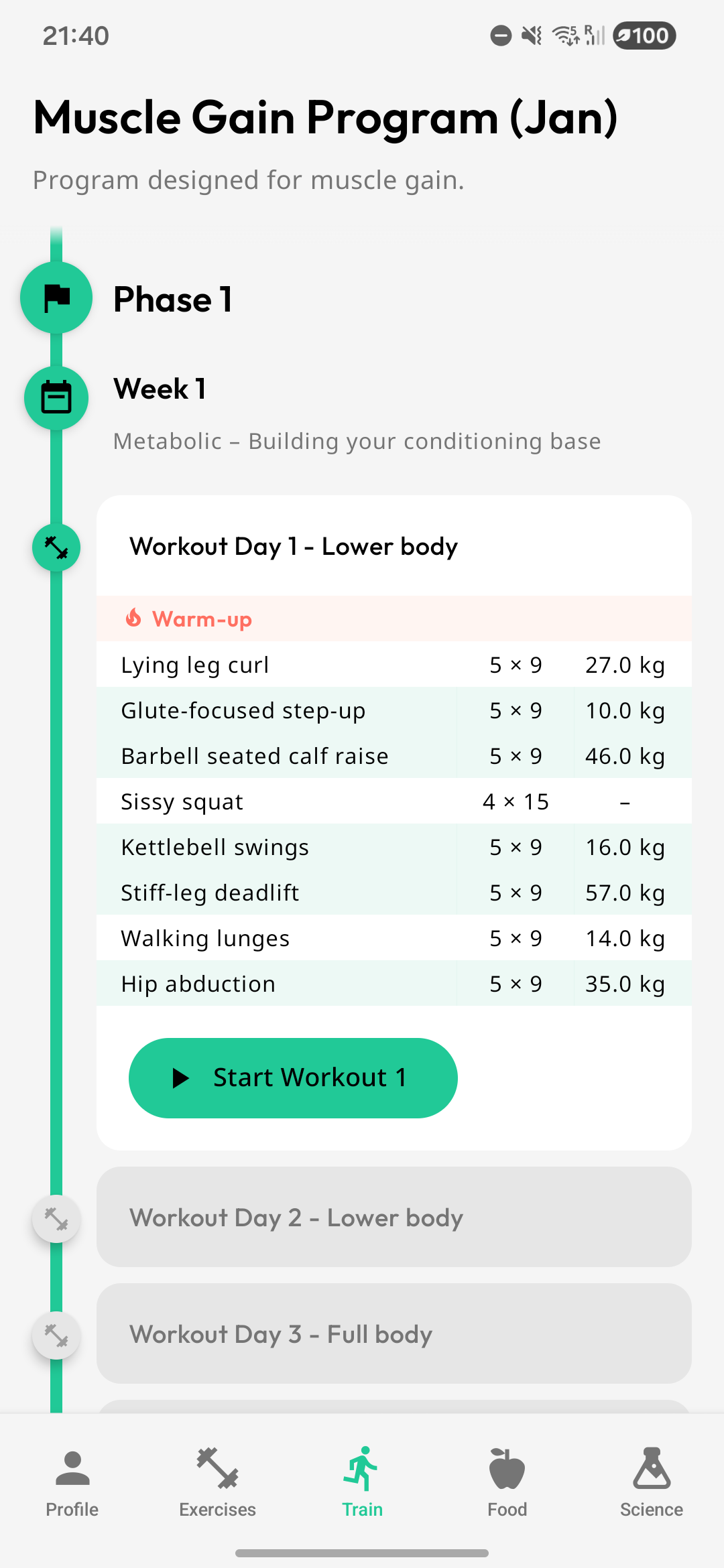 FitPrimers exercise screen